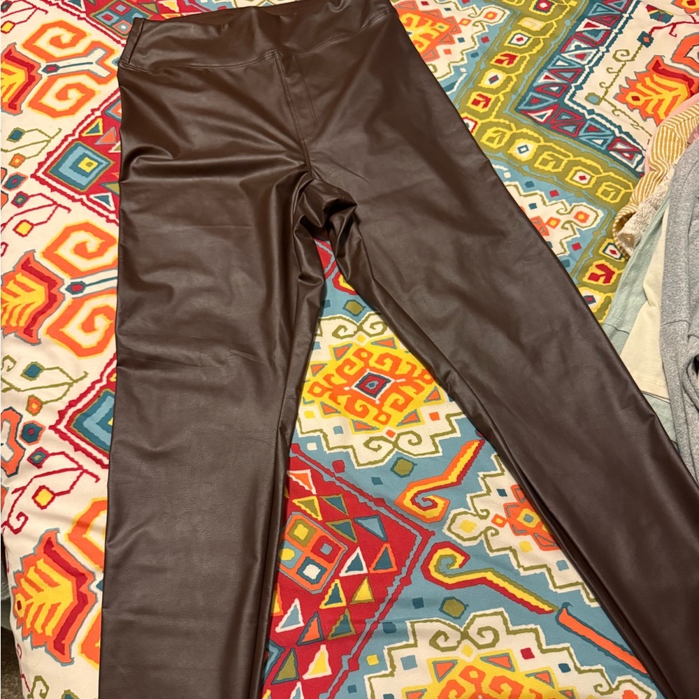 NWT Aerie Offline Brown Faux Leather Leggings!